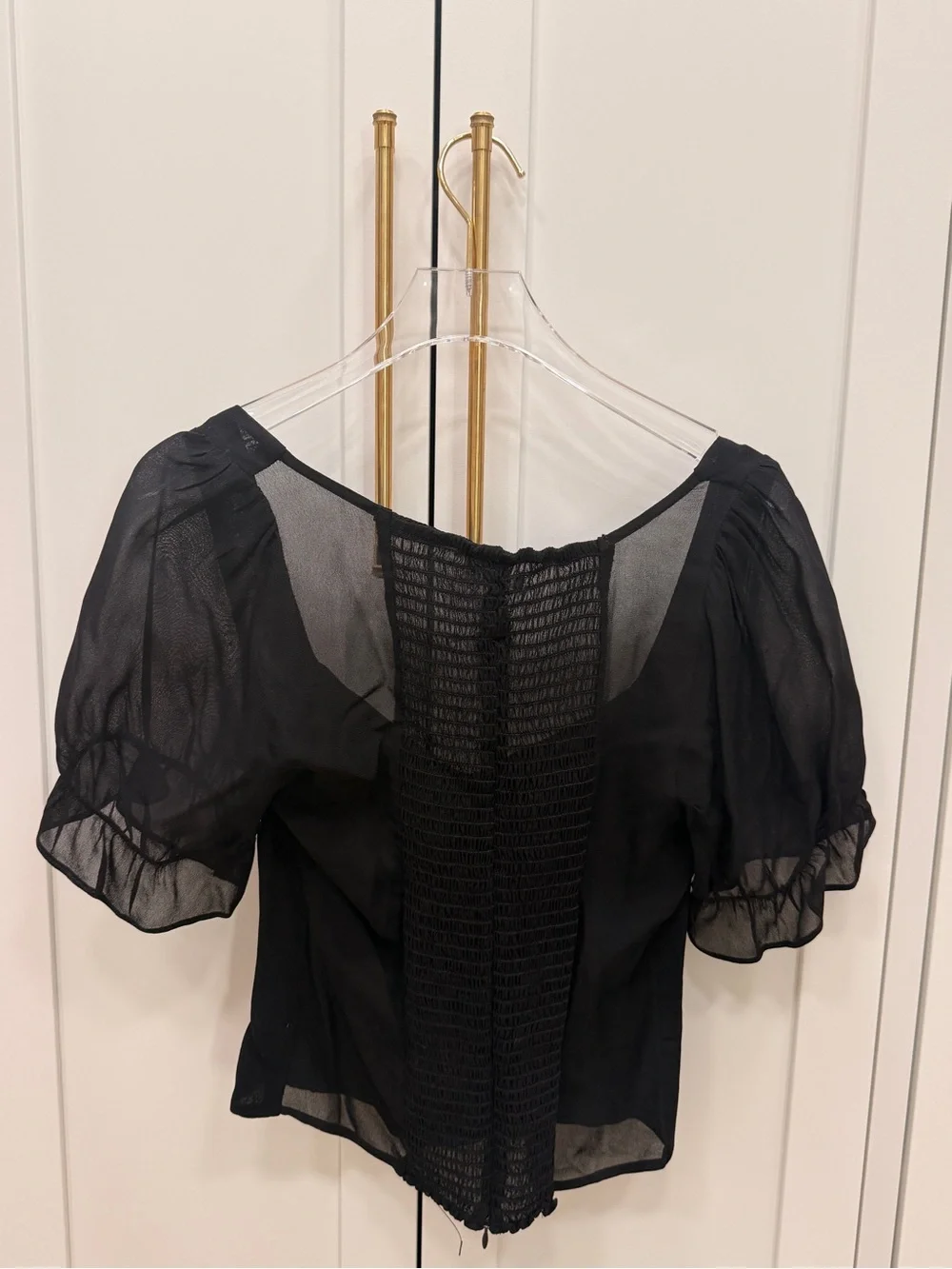 Reformation Black Puff Sleeve Top